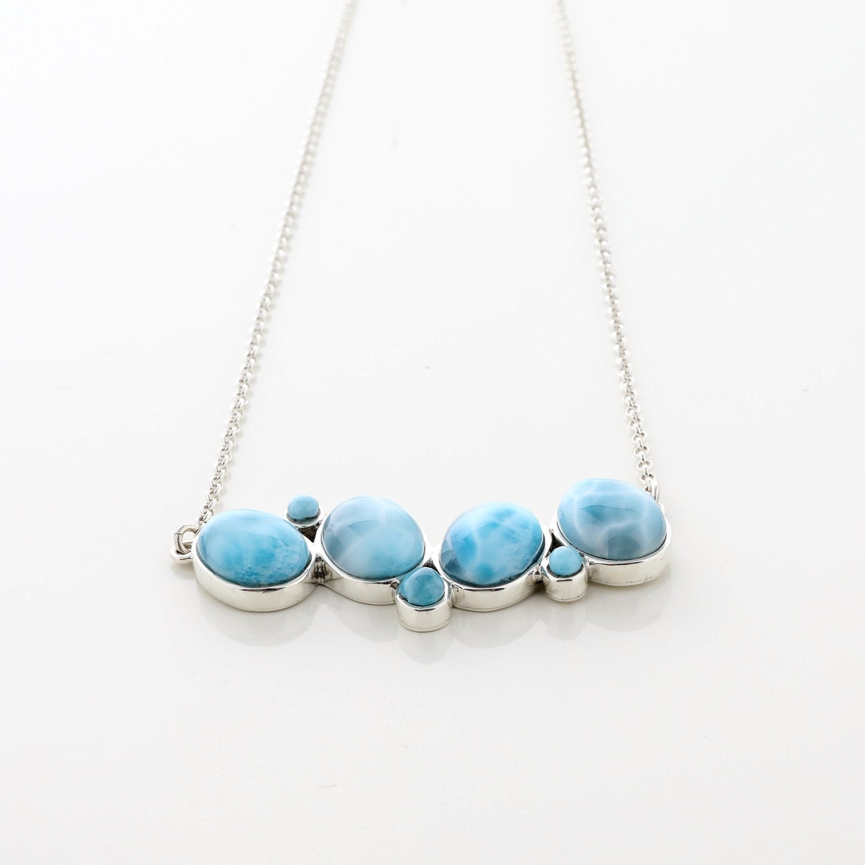 【U LAN】24SS★ [LAN ARCHIVE] Water Stone Necklace Eternity Long Signature Link Necklace with Lapis