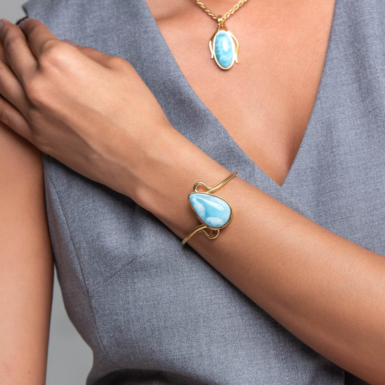 Larimar Gold Vermeil Cuff Maite