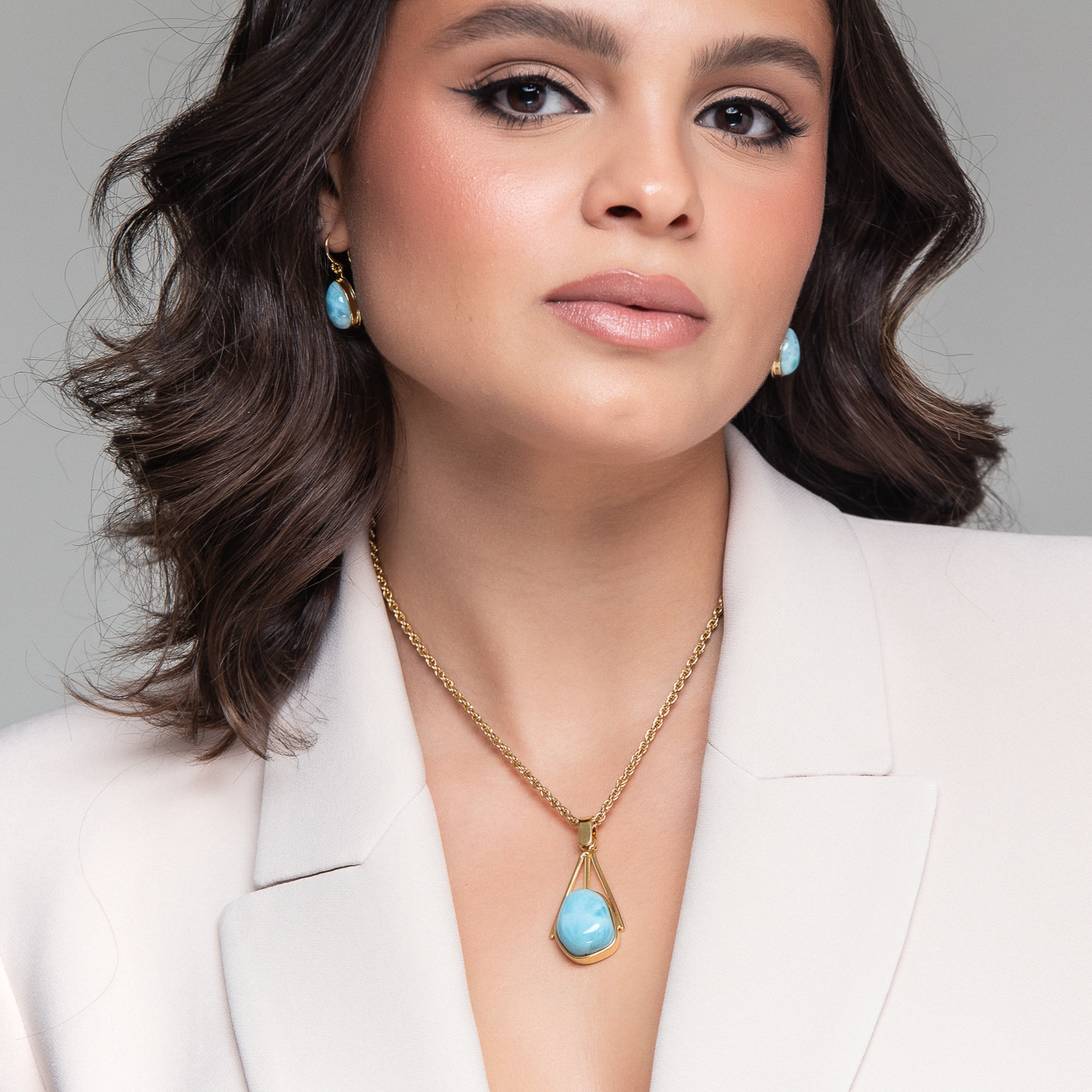 Gold Vermeil Larimar Earrings Dani