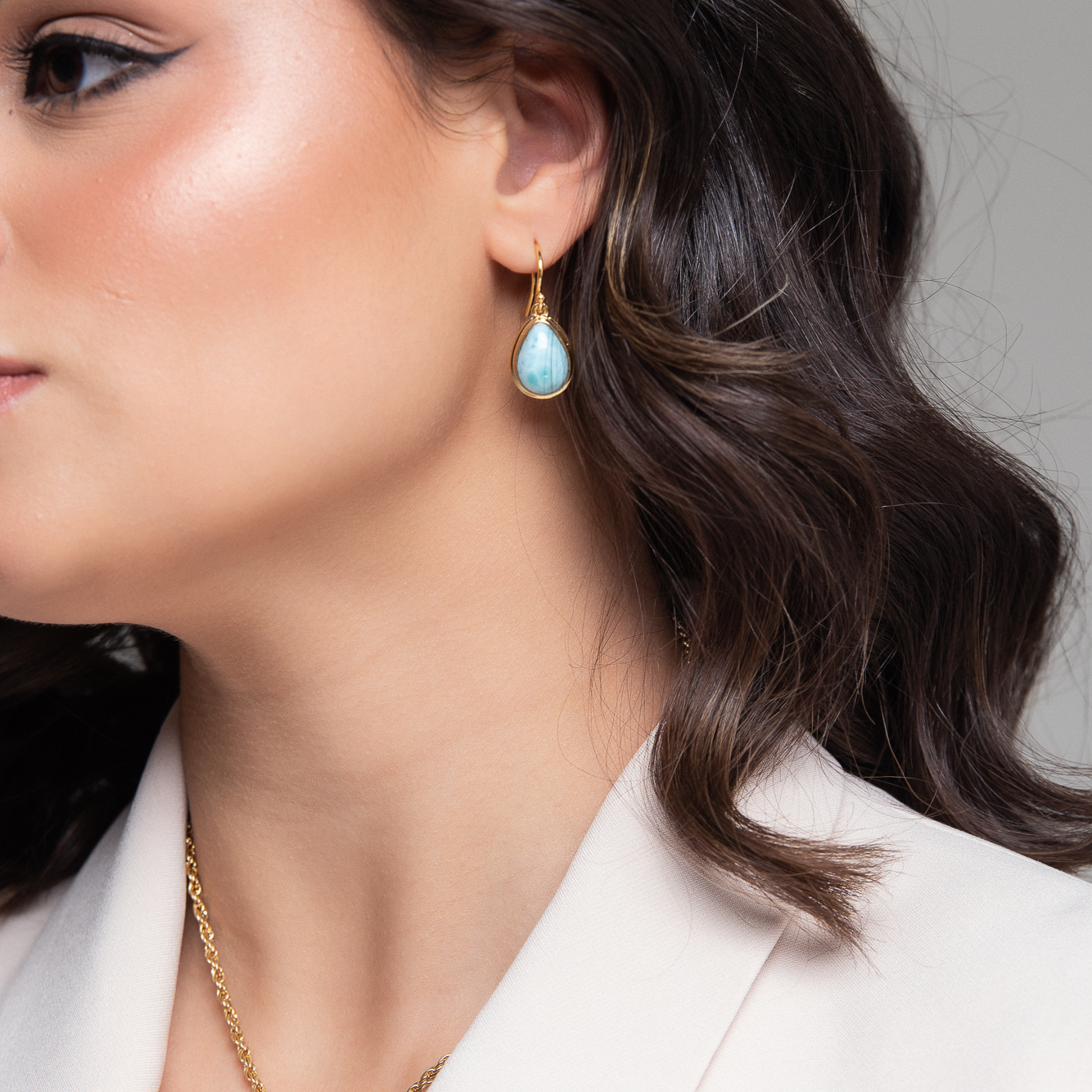 Gold Vermeil Larimar Earrings Dani