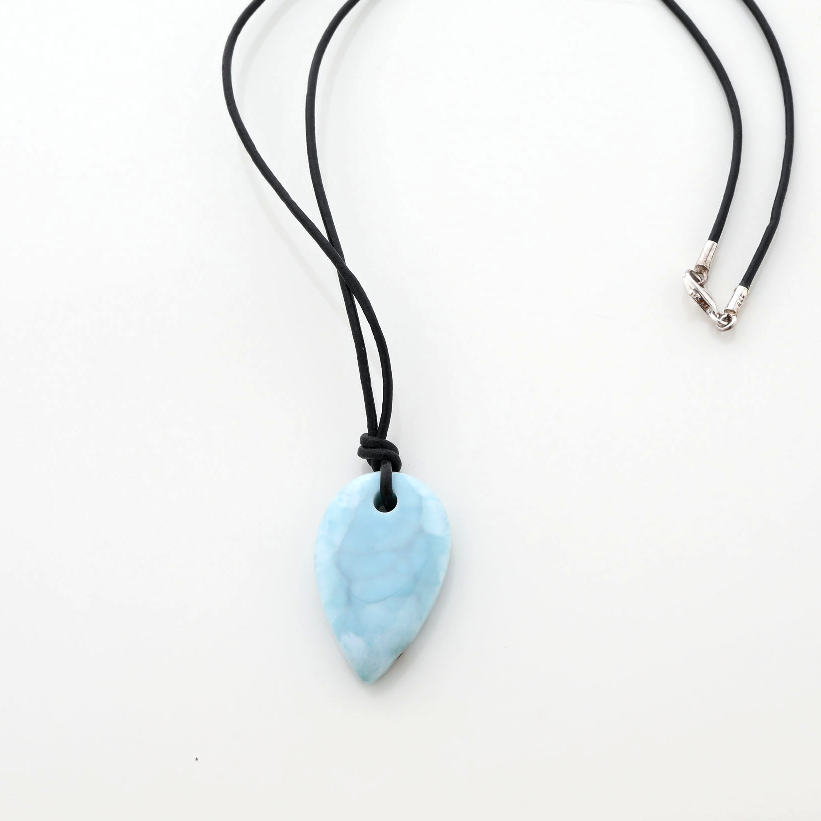 Larimar Men Leather Necklace