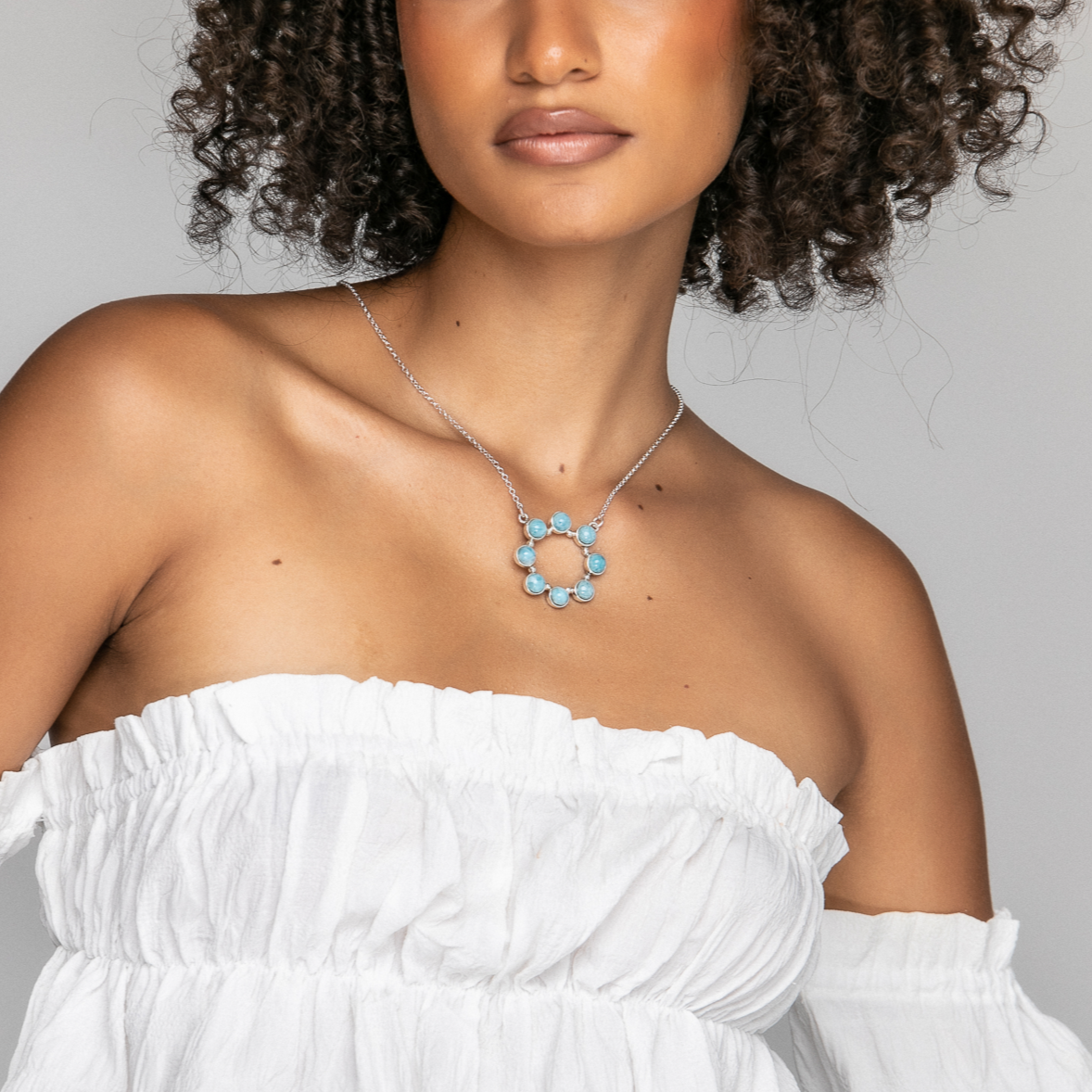 Blue Larimar stones and Silver Necklace
