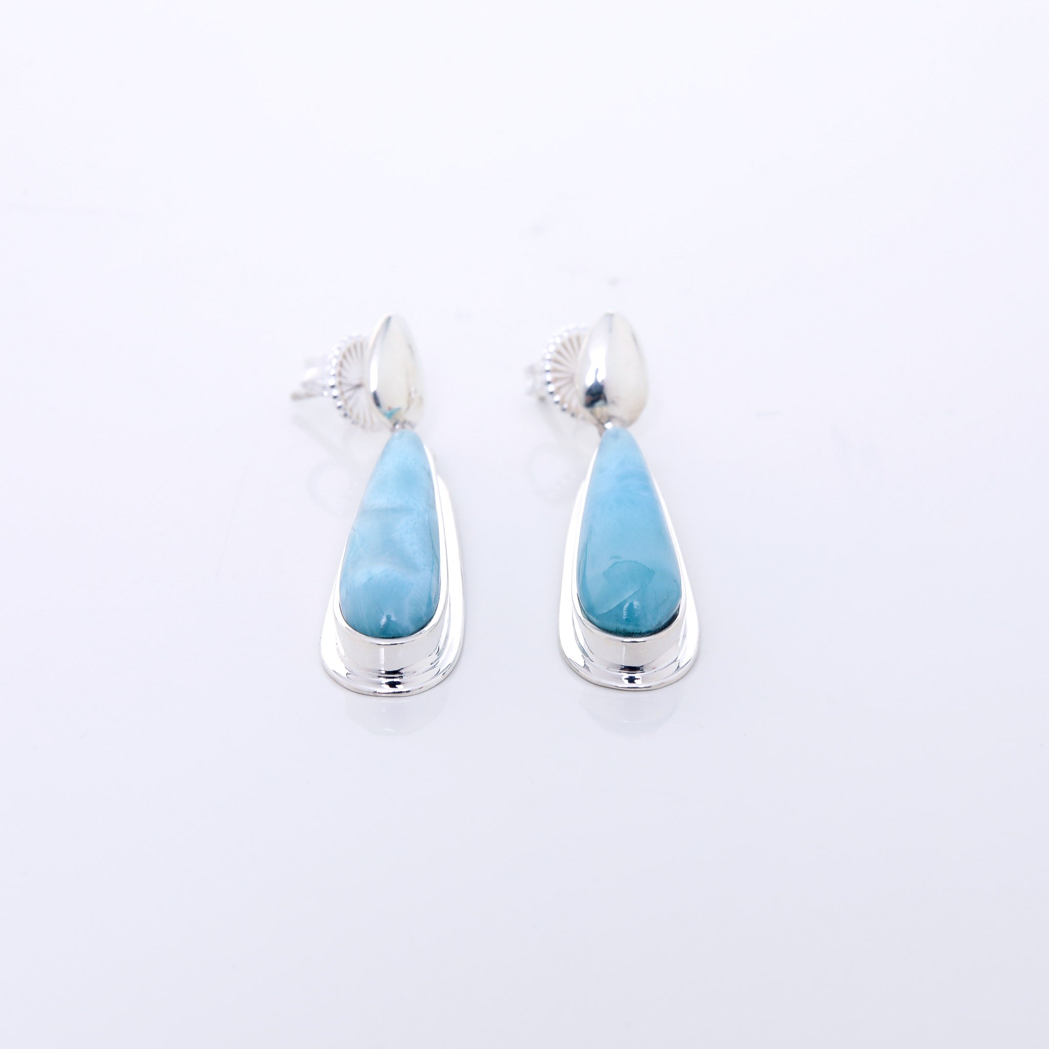 Drop Larimar and silver earrings for women