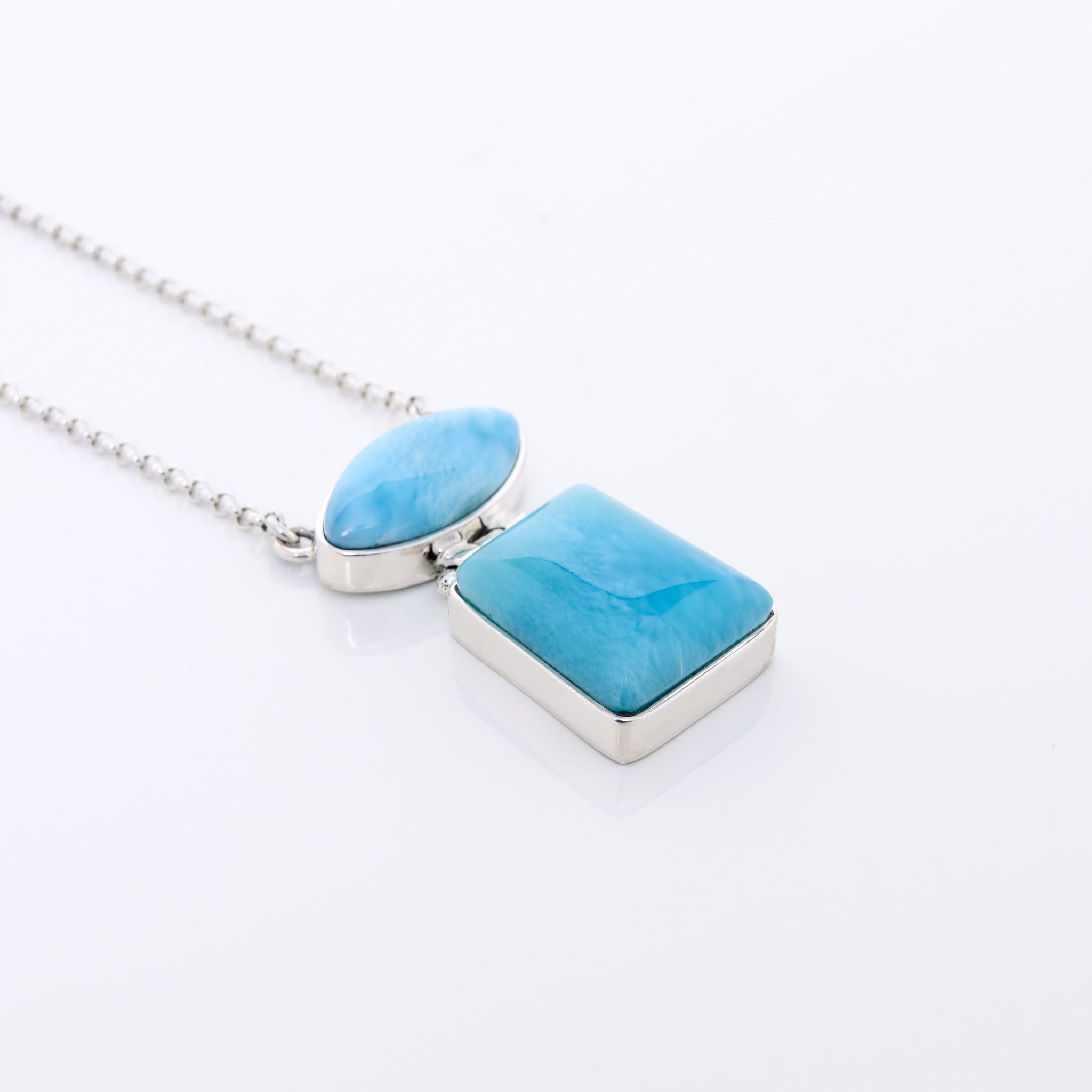 Larimar necklace double stone for women