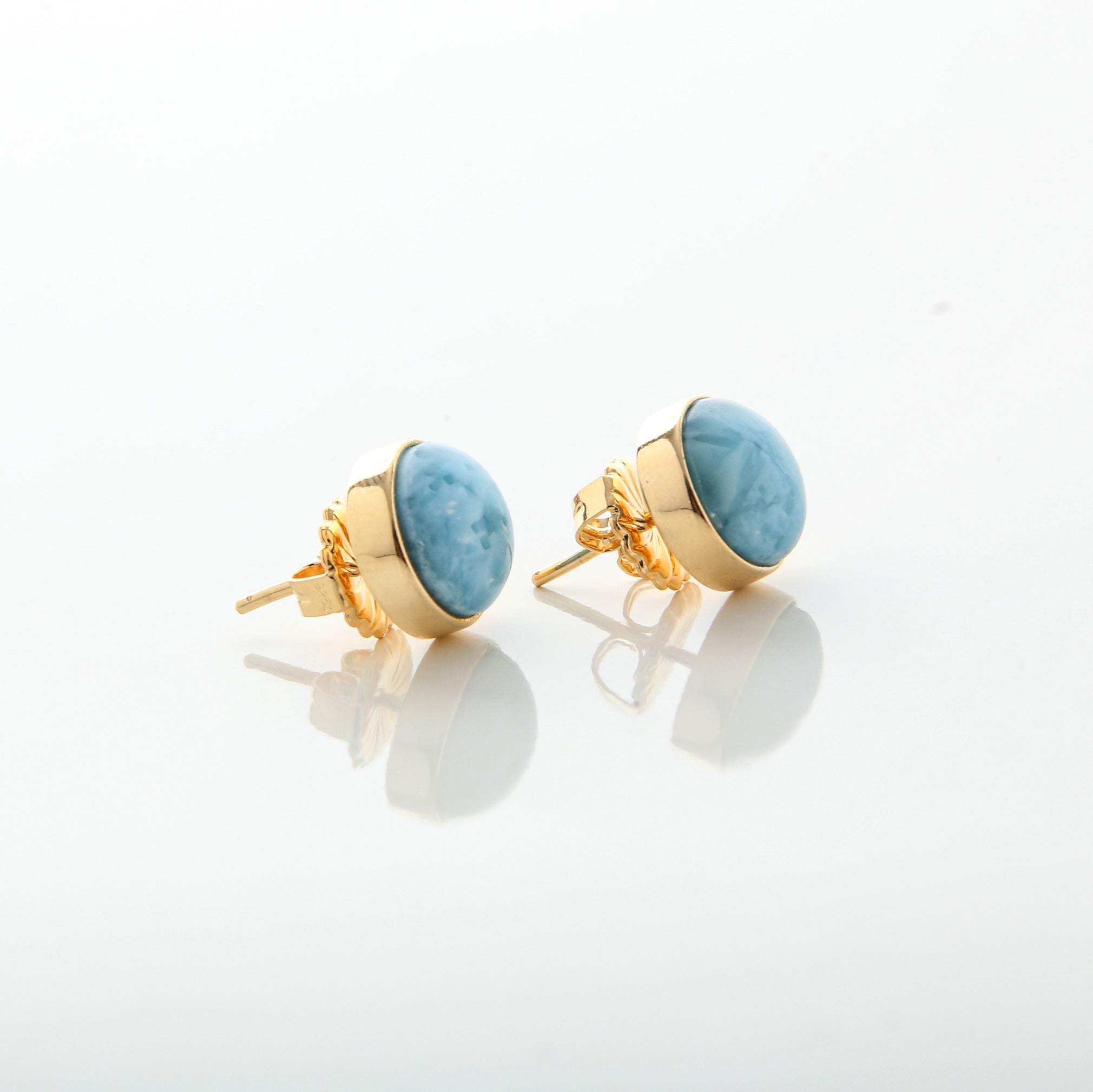 Larimar Earrings Studs in 18k Gold Remi