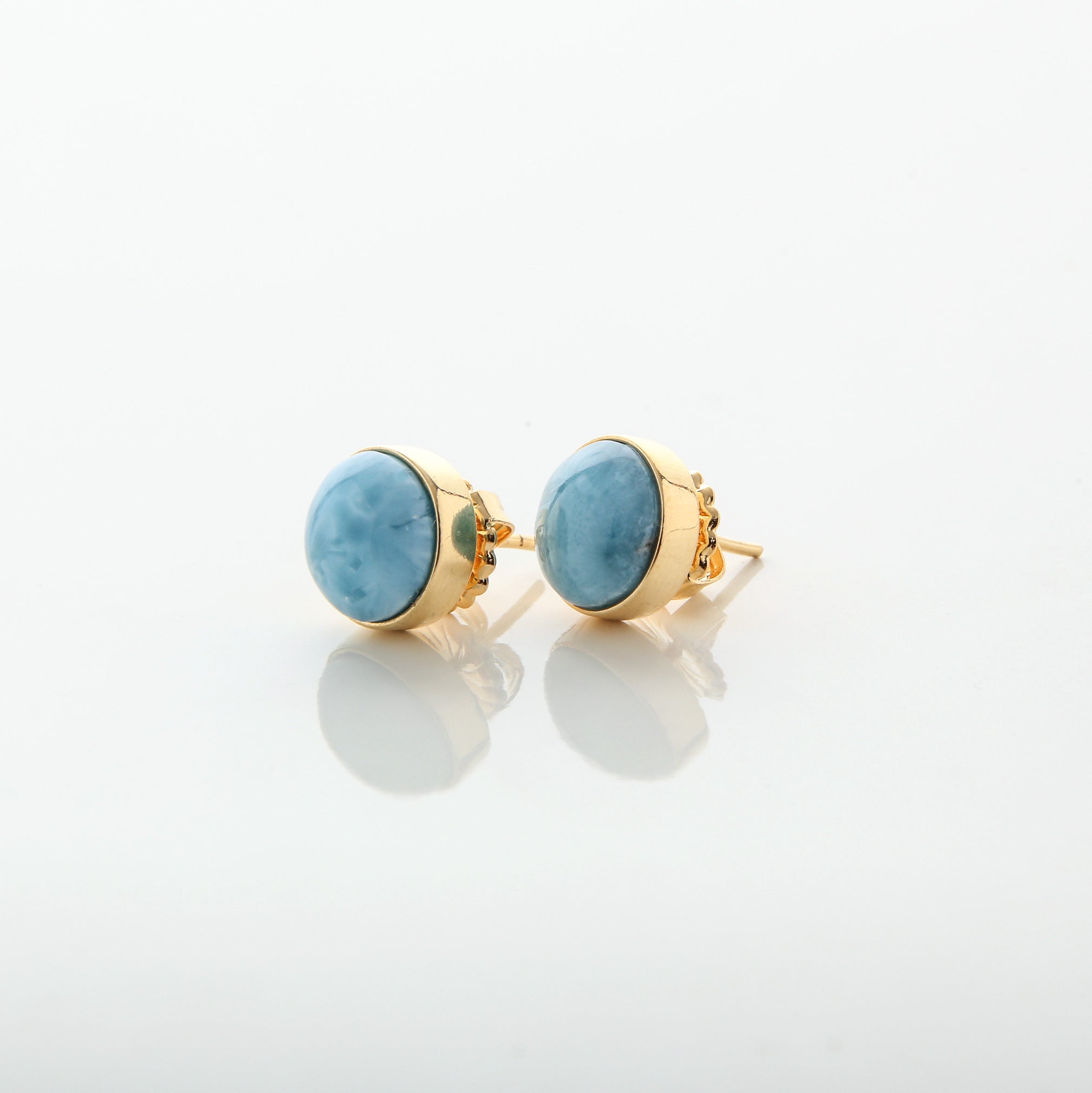 Larimar Earrings Studs in 18k Gold Remi