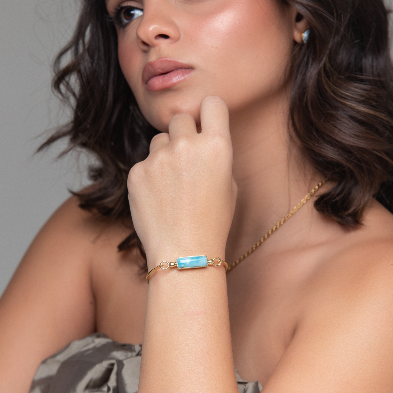 Gold Vermeil Larimar Bangle Bracelet Rye