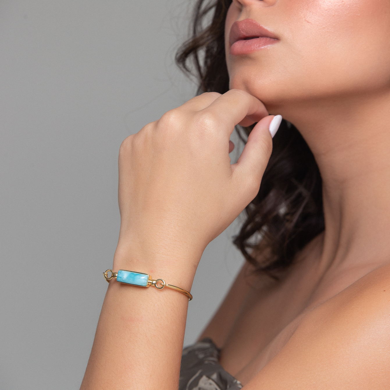 Gold Vermeil Larimar Bangle Bracelet Rye