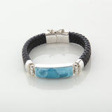 Dominican Larimar leather bracelet for men