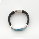 Dominican Larimar leather bracelet for men