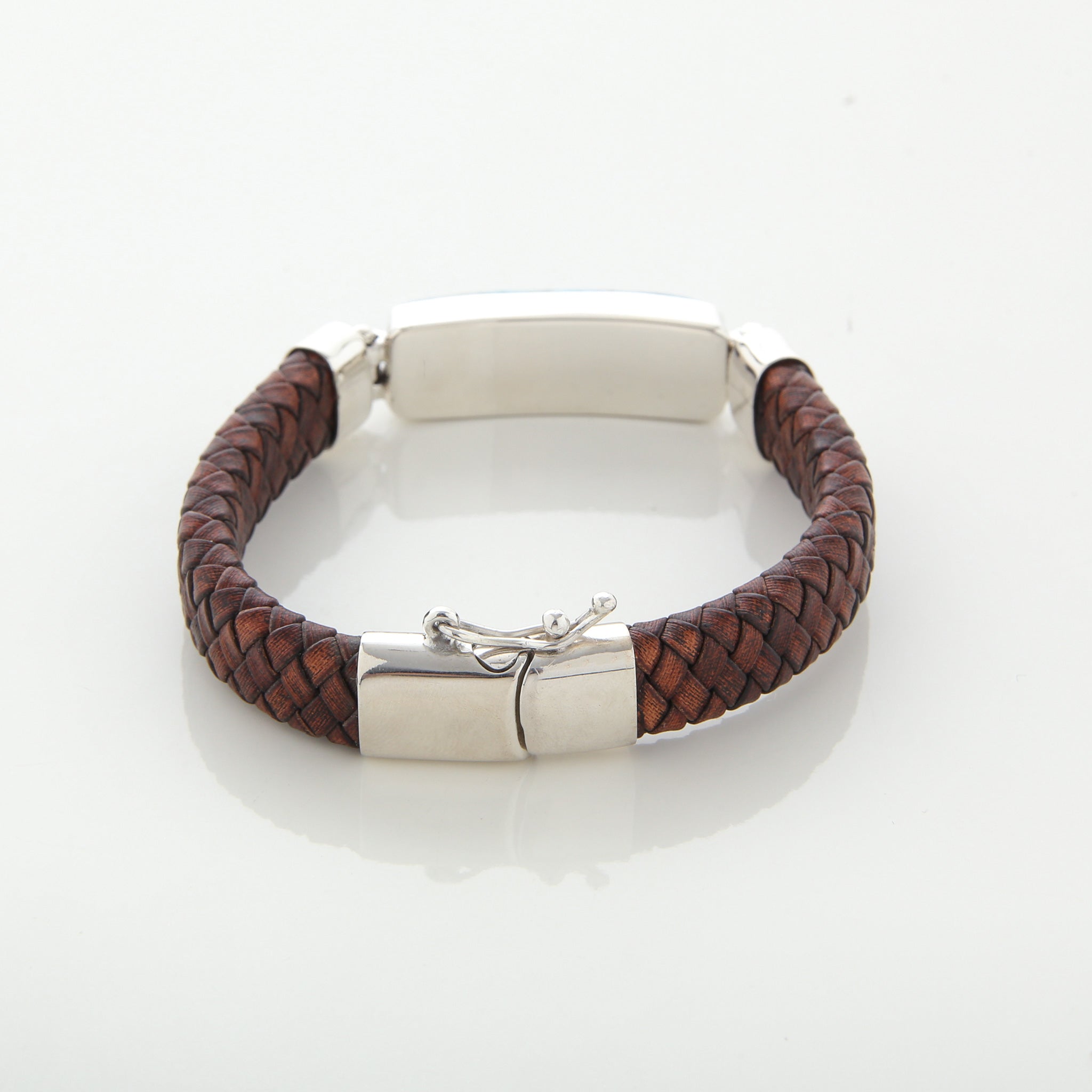 Larimar stone Brown Leather Bracelet for men