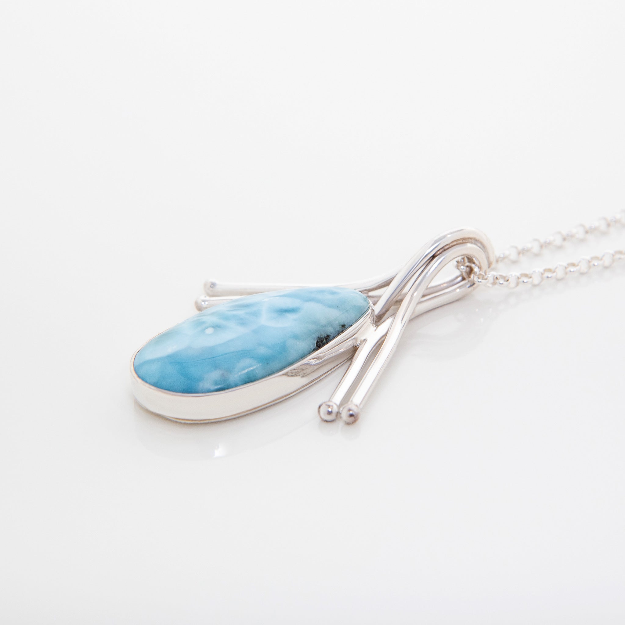 Dominican Larimar Pendant  Necklace Jimena