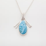 Dominican Larimar Pendant  Necklace Jimena