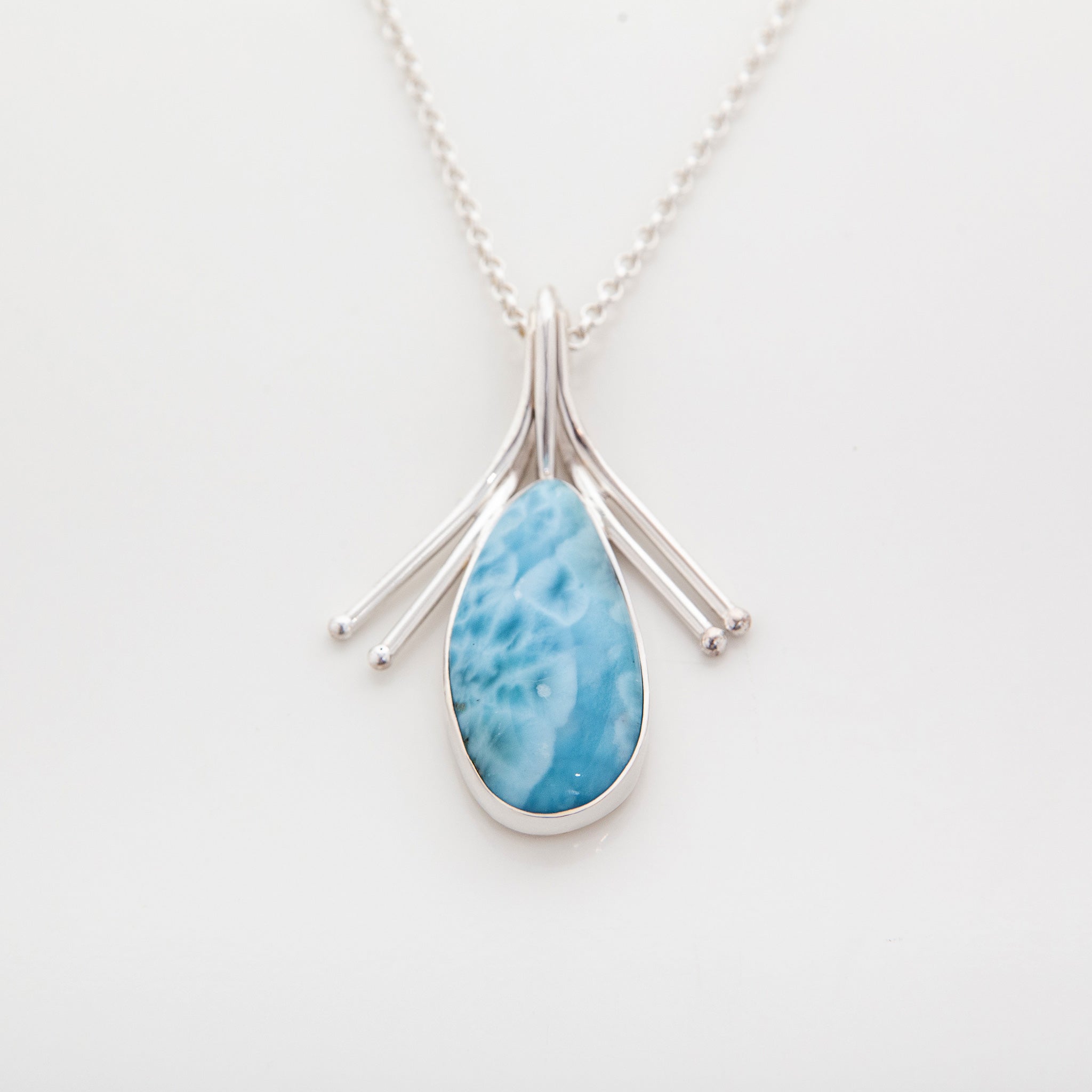 Dominican Larimar Pendant  Necklace Jimena