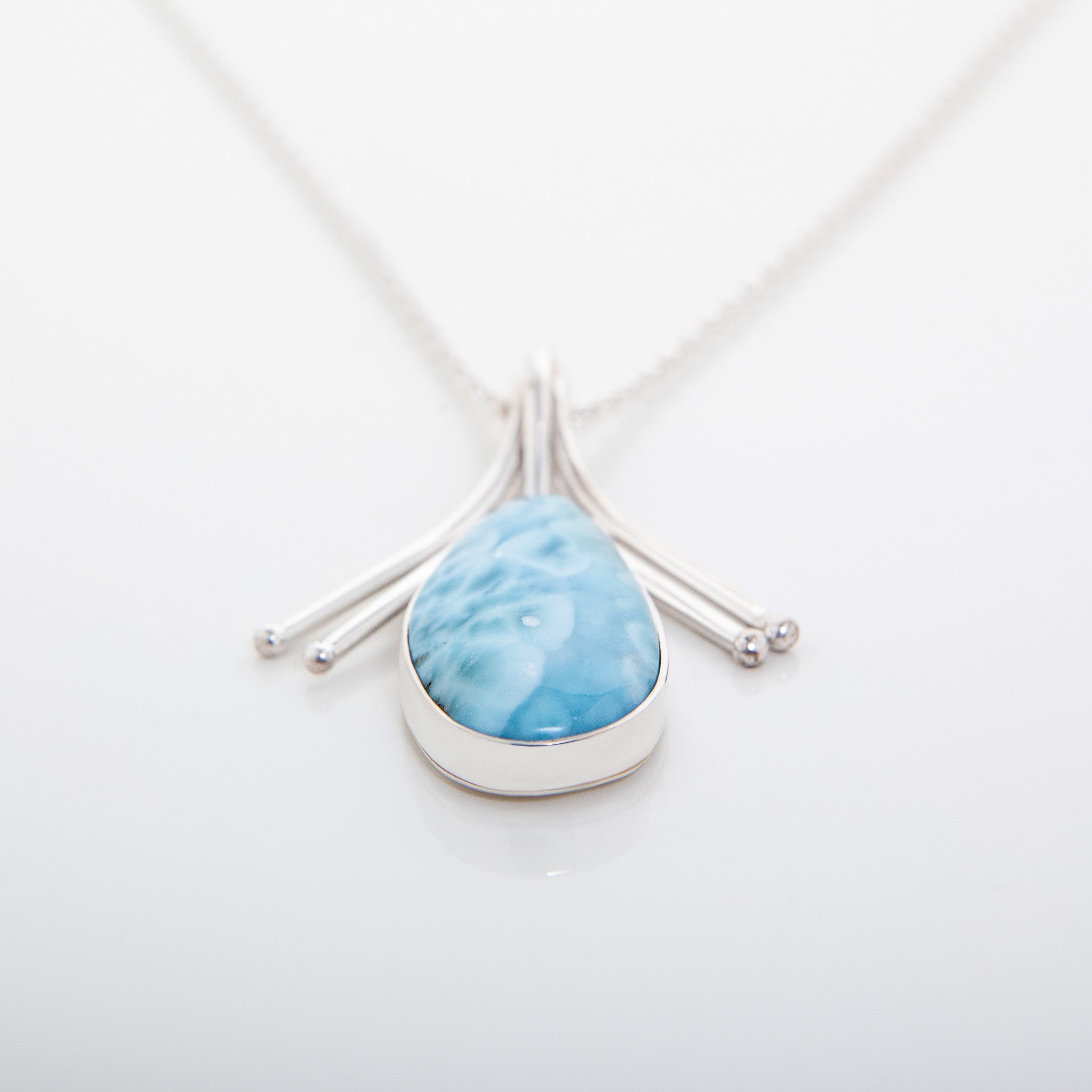 Dominican Larimar Pendant  Necklace Jimena