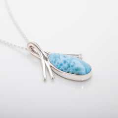 Dominican Larimar Pendant  Necklace Jimena