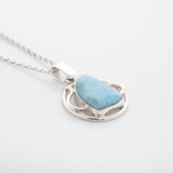 Blue Larimar Stone Pendant Male