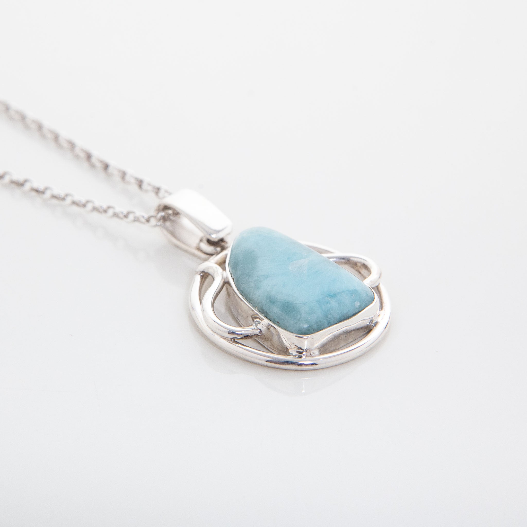 Blue Larimar Stone Pendant Male