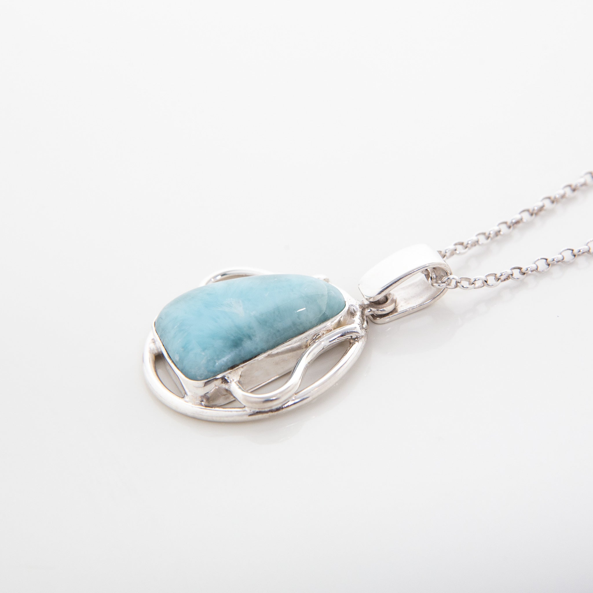 Blue Larimar Stone Pendant Male