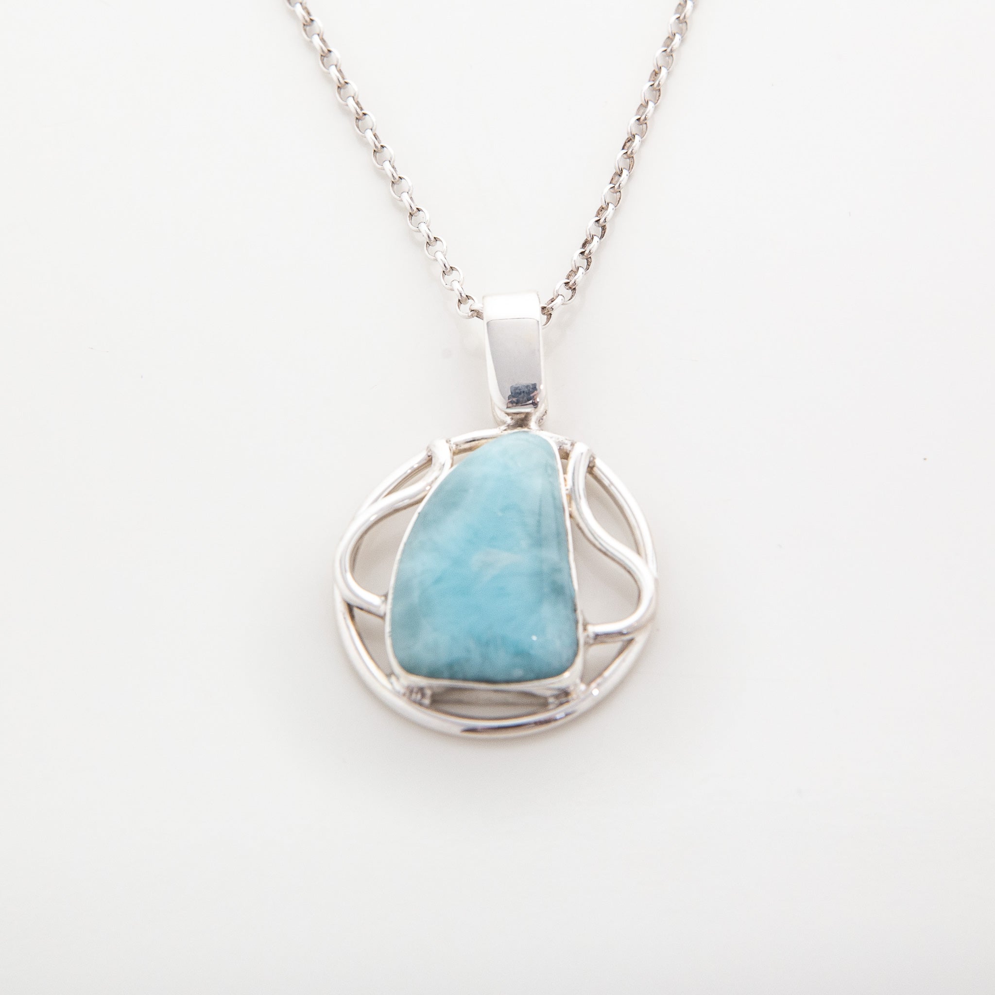 Blue Larimar Stone Pendant Male
