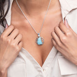 Blue Larimar Stone Pendant Male