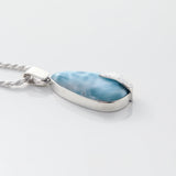 Larimar Teardrop Pendant with Silver Leaf Detail