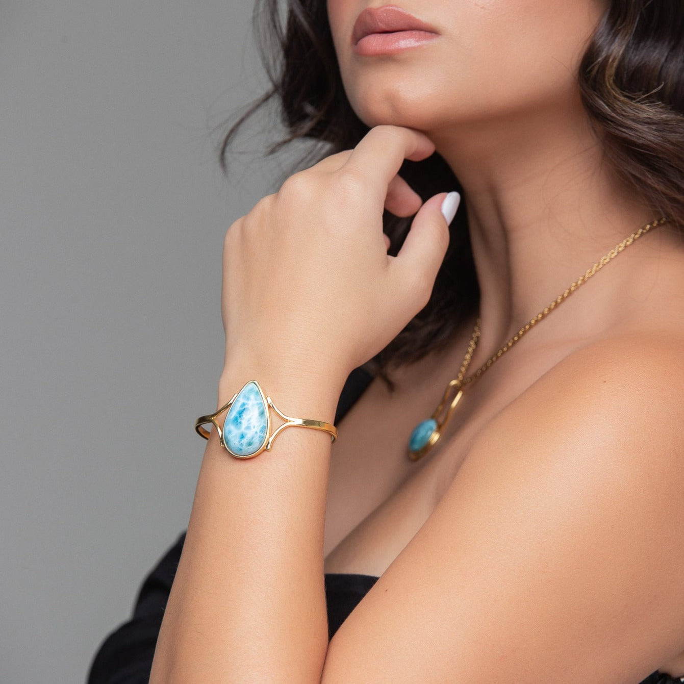 Larimar Stone Gold Vermeil Cuff Elba by The Larimar Shop®