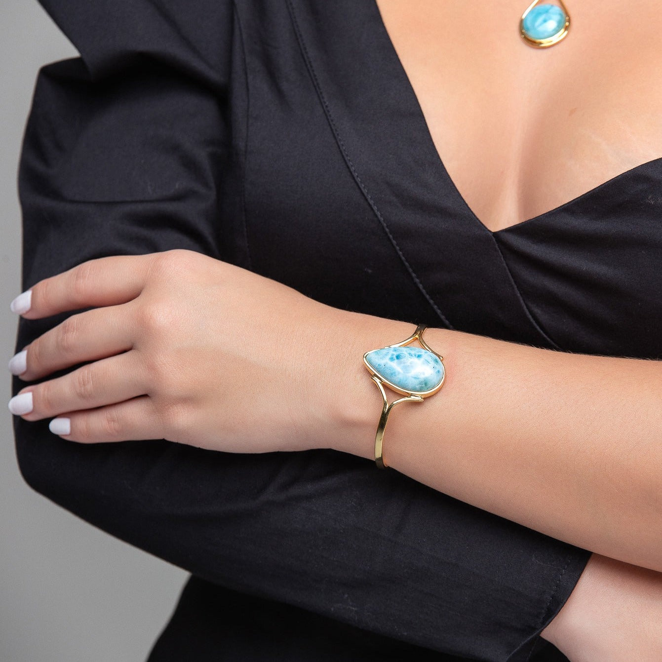 Larimar Stone Gold Vermeil Cuff Elba by The Larimar Shop®