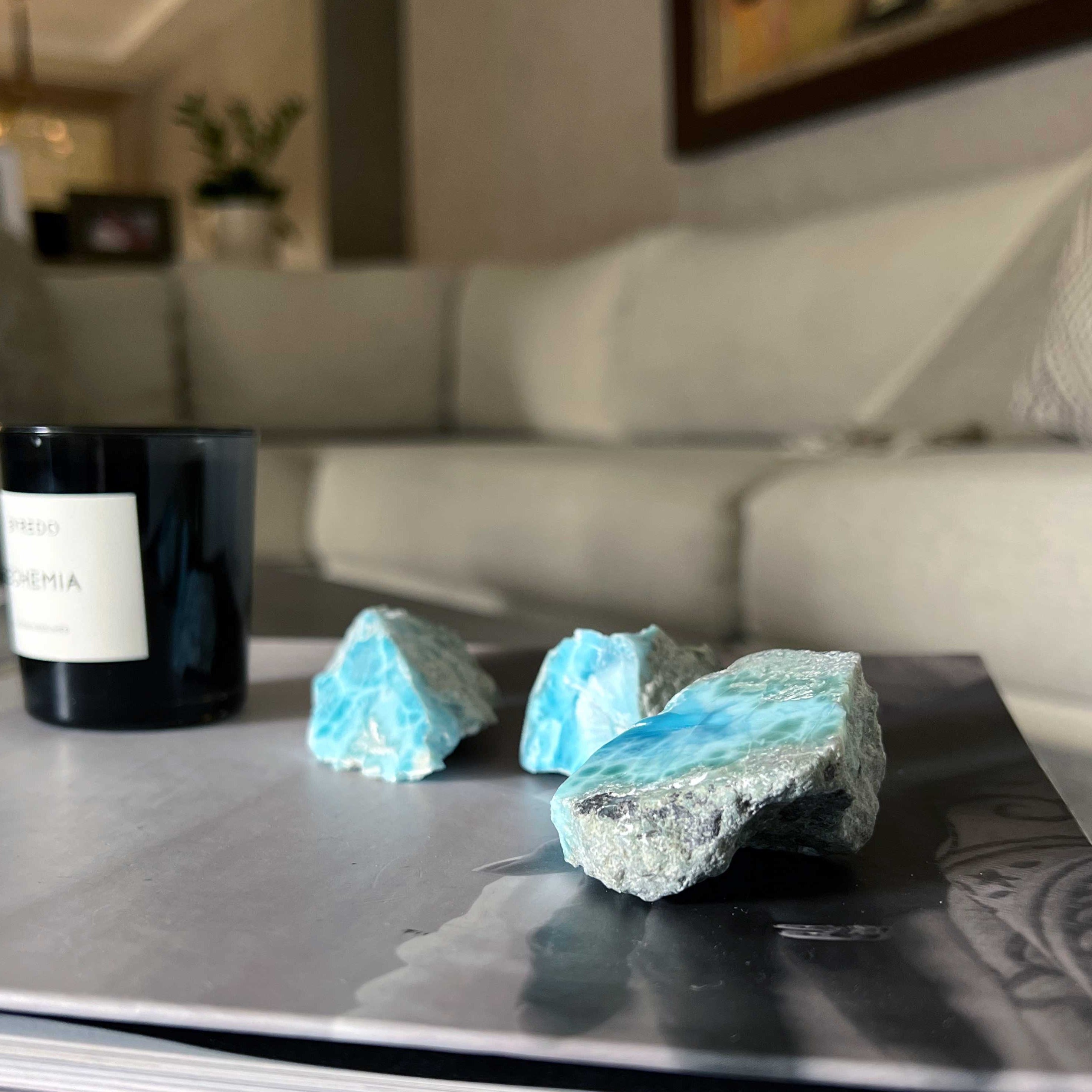 Larimar stones for your desk decoration