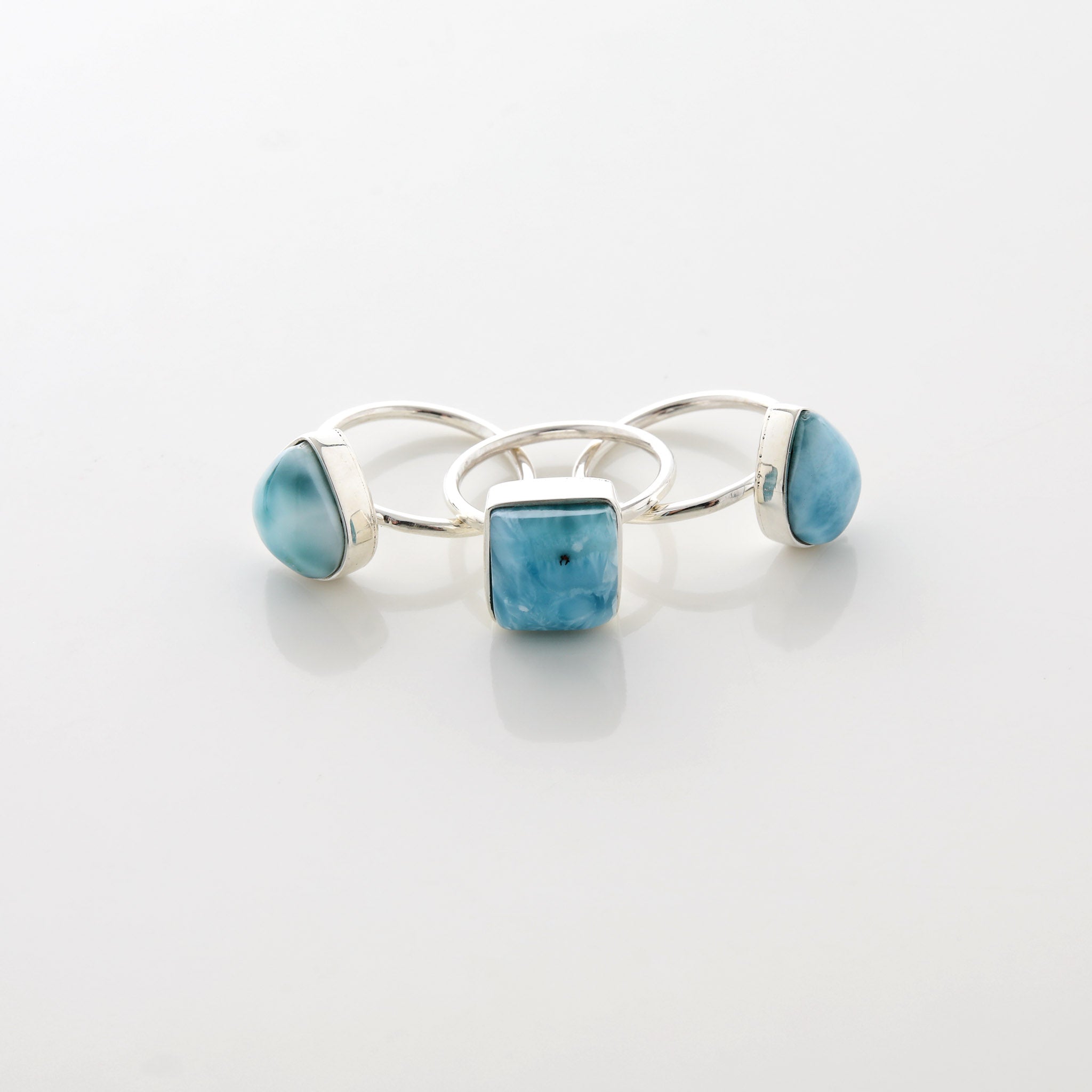 Larimar Stone Ring Trio Emira
