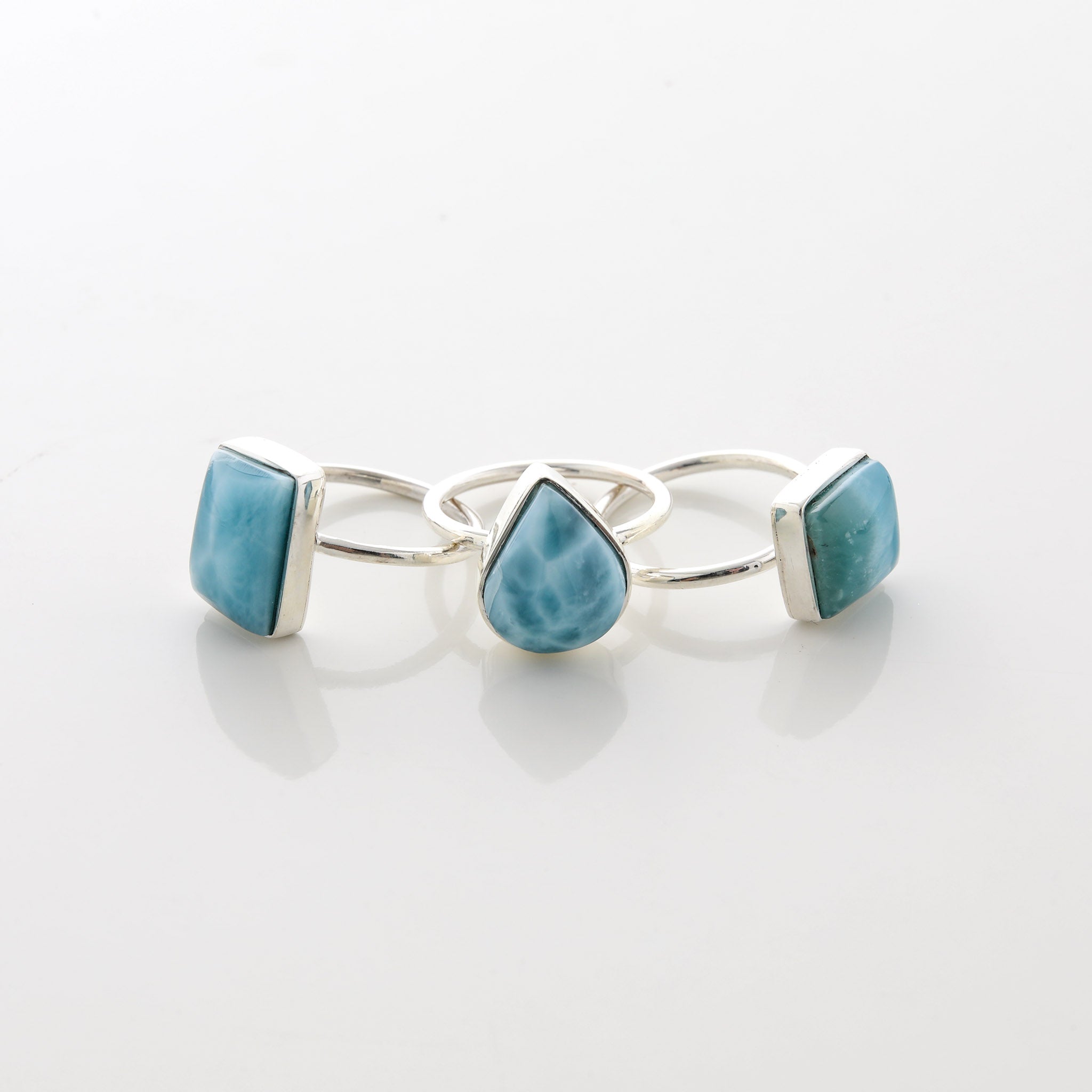 Larimar Stone Ring Trio Estelle