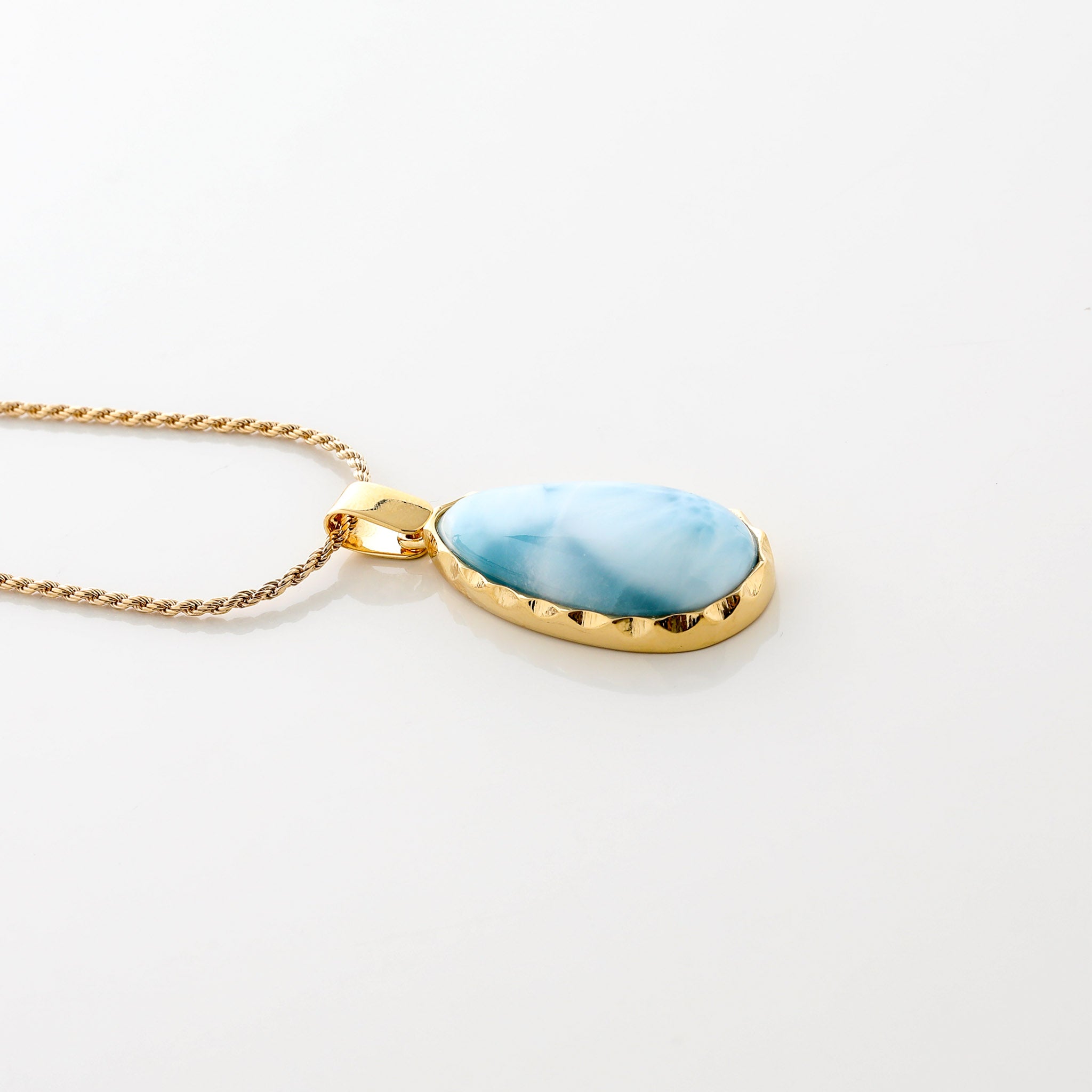 Larimar Gold Vermeil Lune Pendant