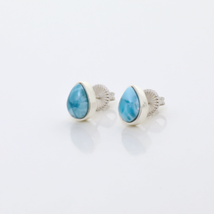 Larimar Pear Shape Studs