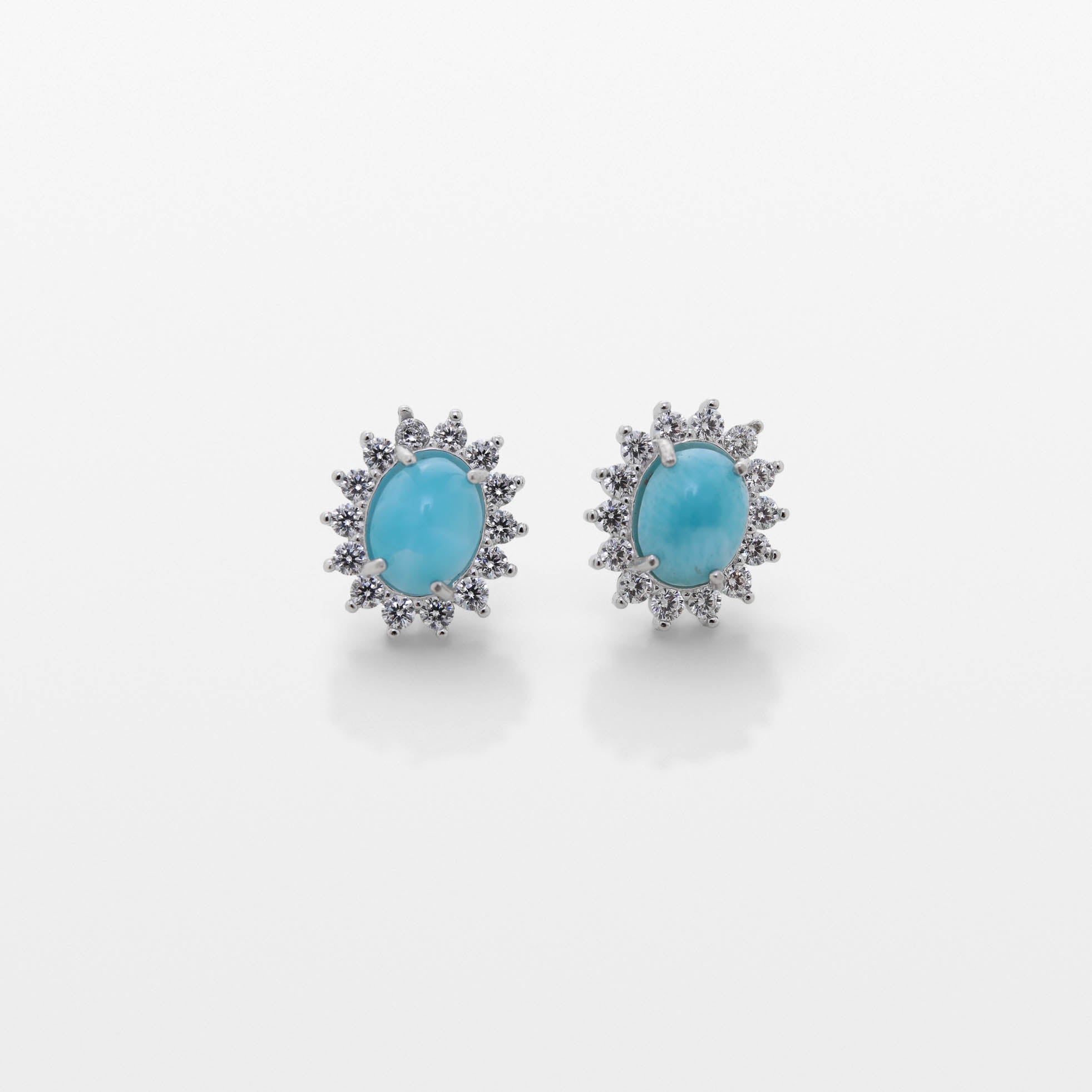 Larimar & Cubic Zirconia Earrings Muse | The Larimar Shop