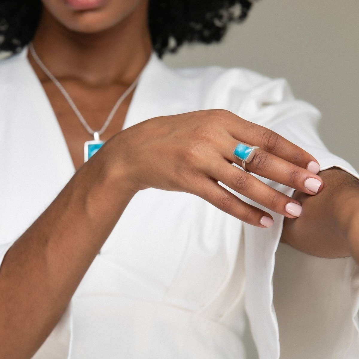 Larimar Stone Poundcake Ring
