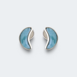 Larimar Moon Shaped Studs