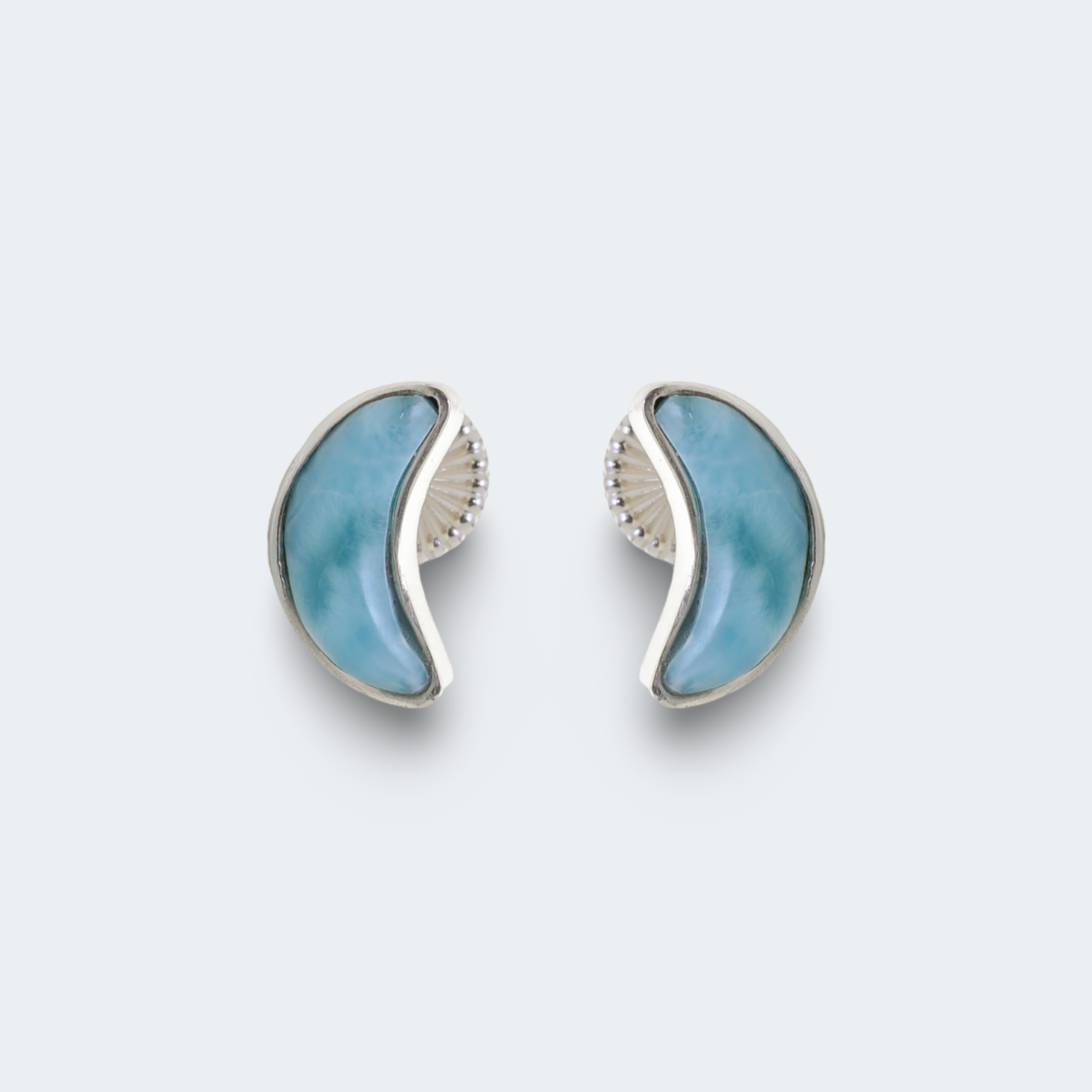 Larimar Moon Shaped Studs