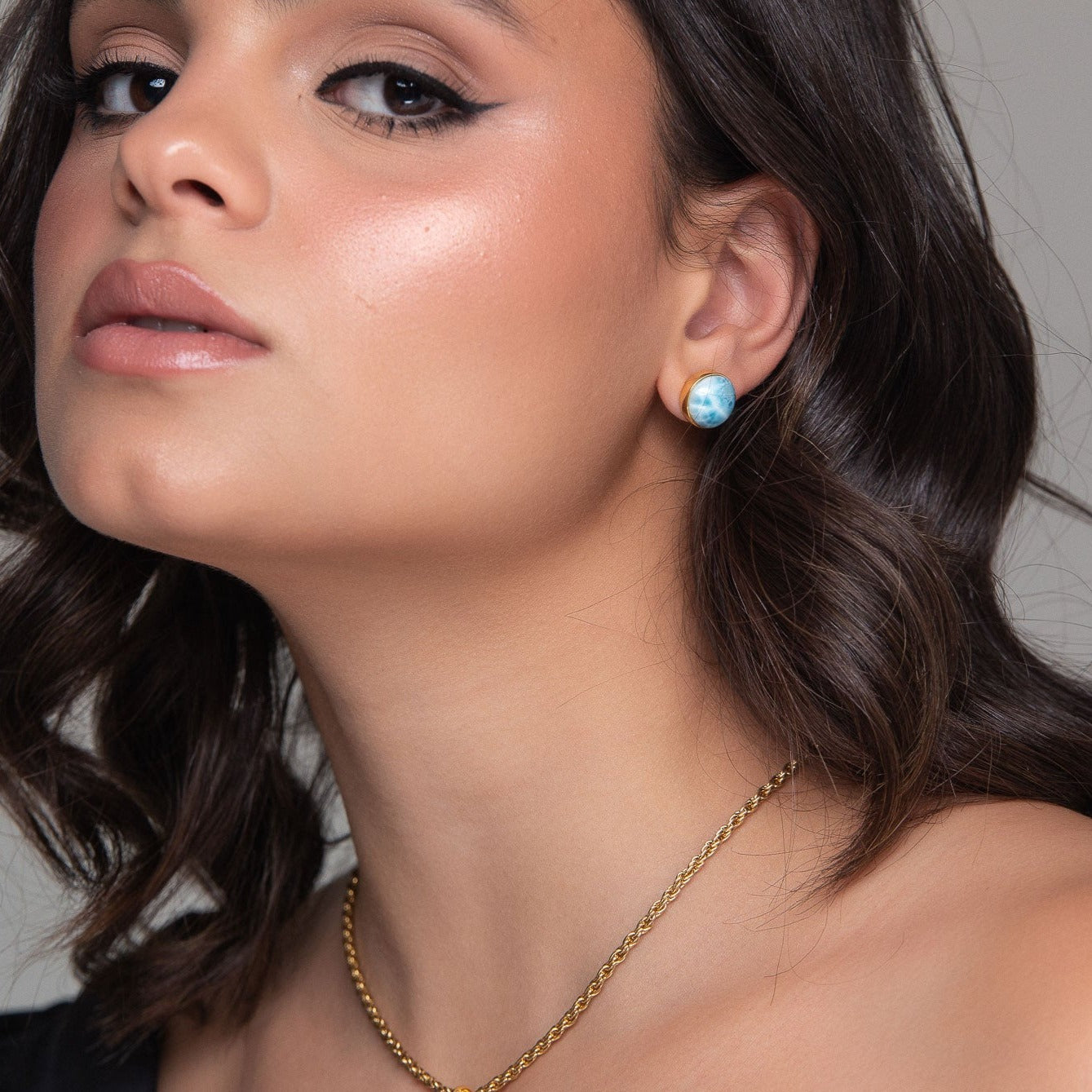 Gold Vermeil Larimar Stud Earrings