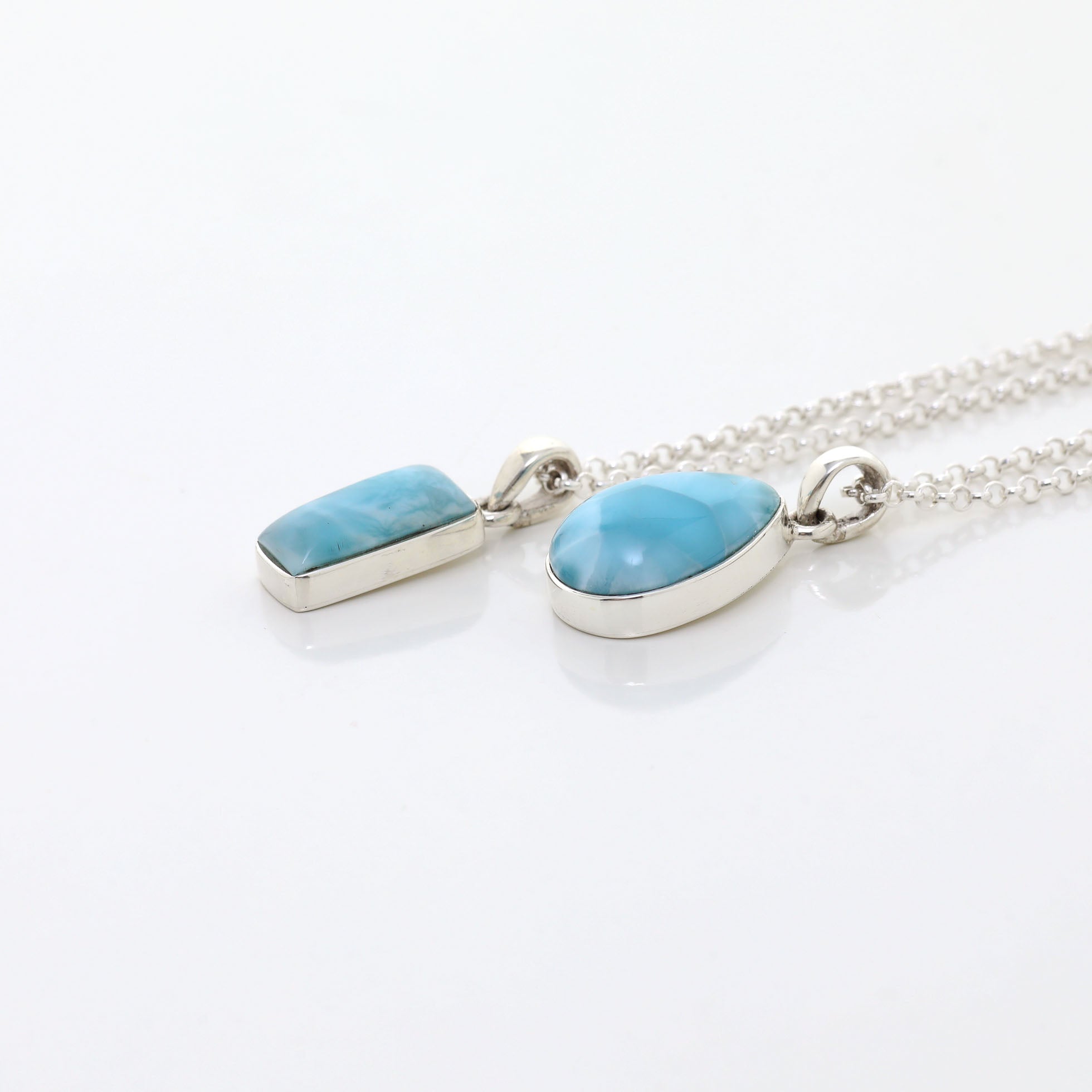 Sterling Silver Double Larimar Pendant Sterling Silver Double Larimar Pendant