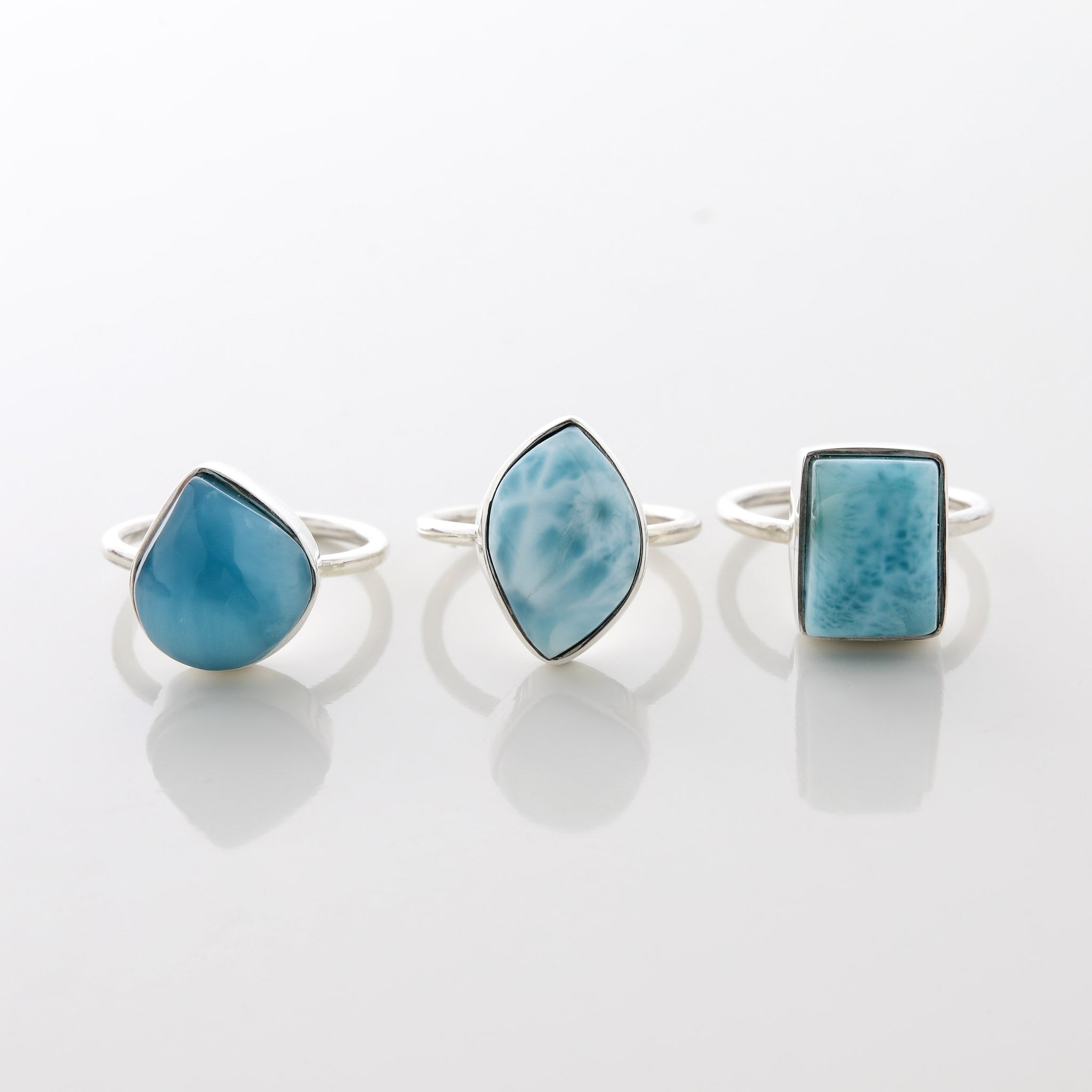 Larimar Stone Ring Trio Talise