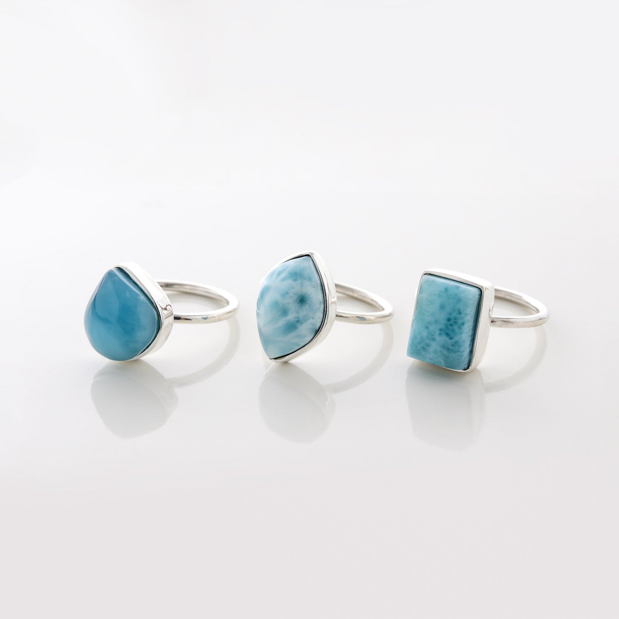 Larimar Stone Ring Trio Talise