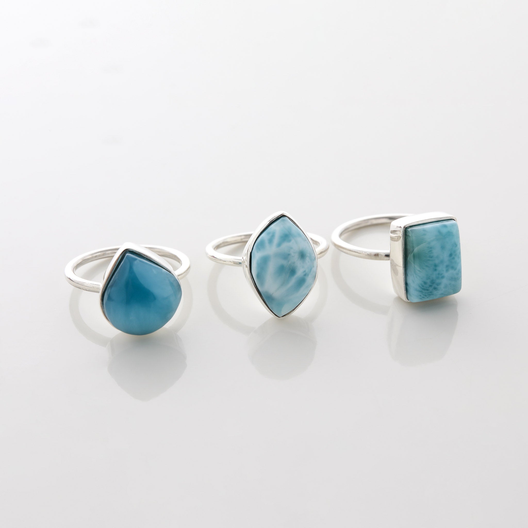 Larimar Stone Ring Trio Talise