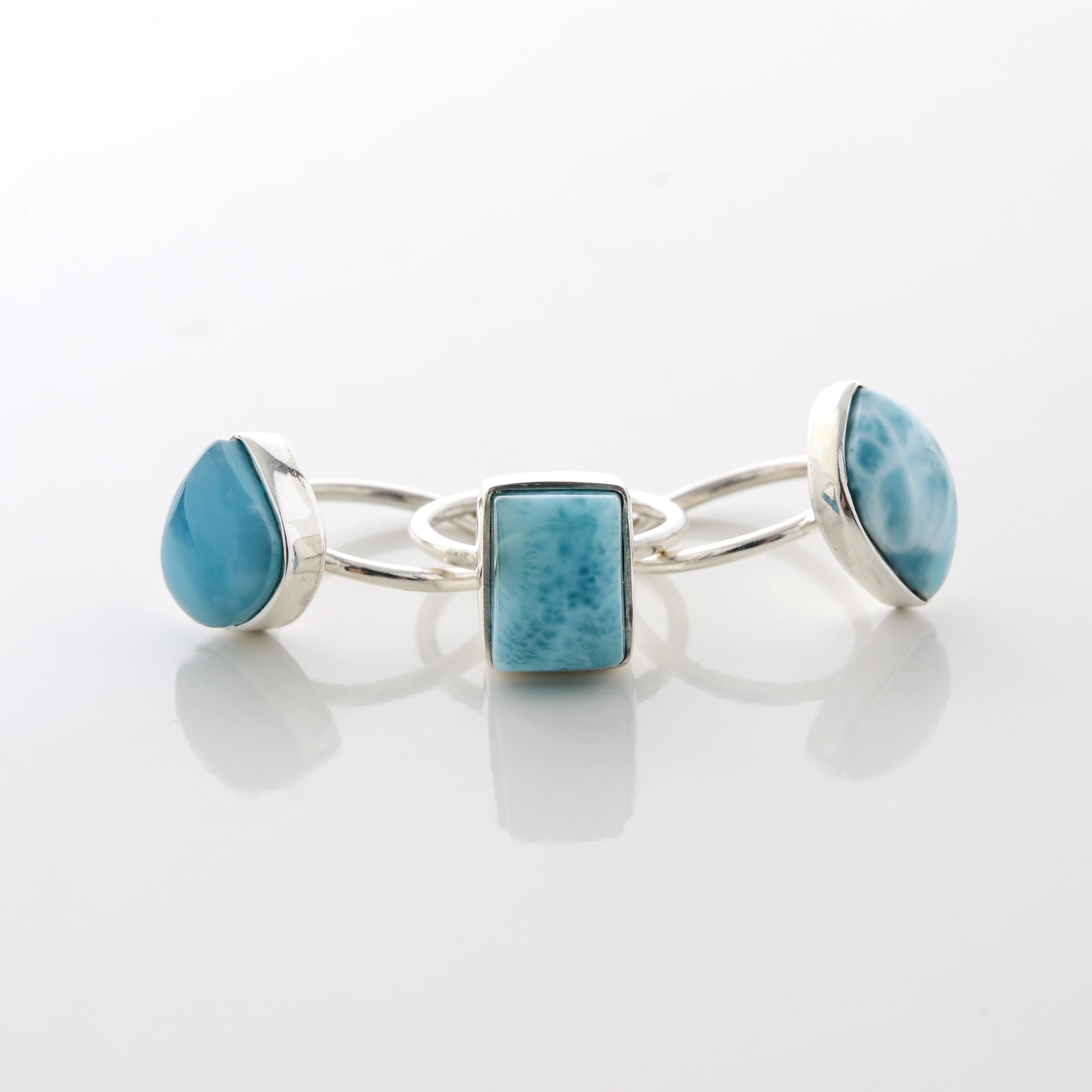 Larimar Stone Ring Trio Talise