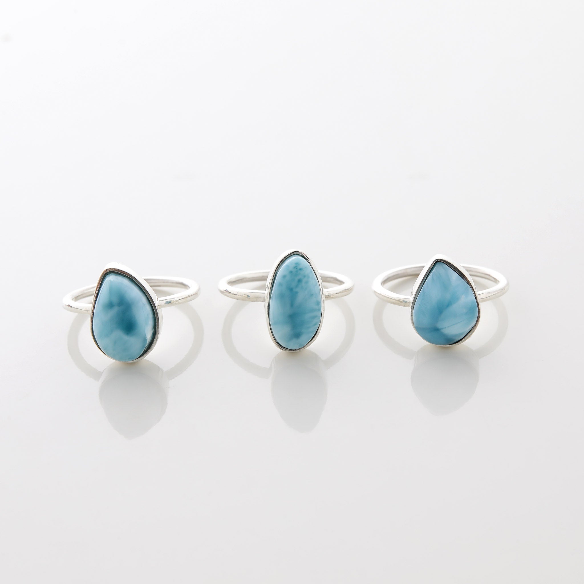Larimar Stone Ring Trio Talia