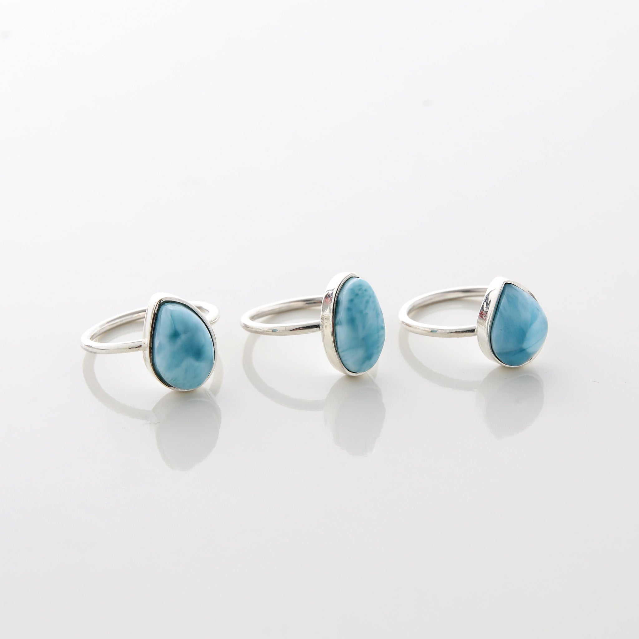 Larimar Stone Ring Trio Talia