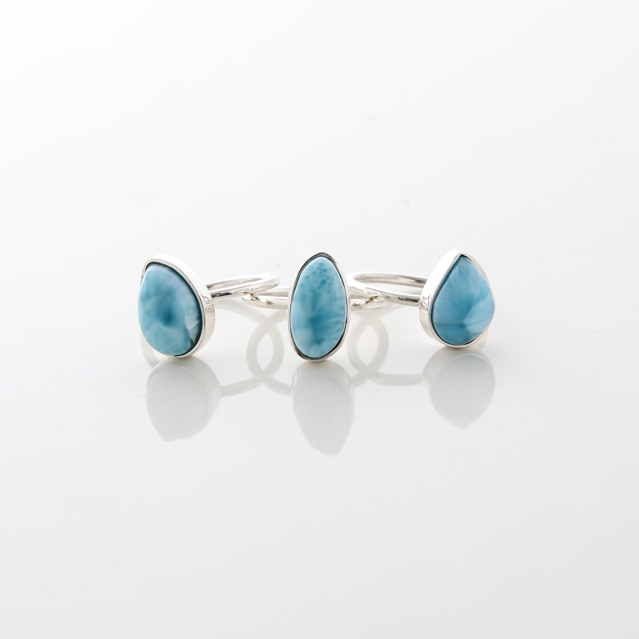 Larimar Stone Ring Trio Talia