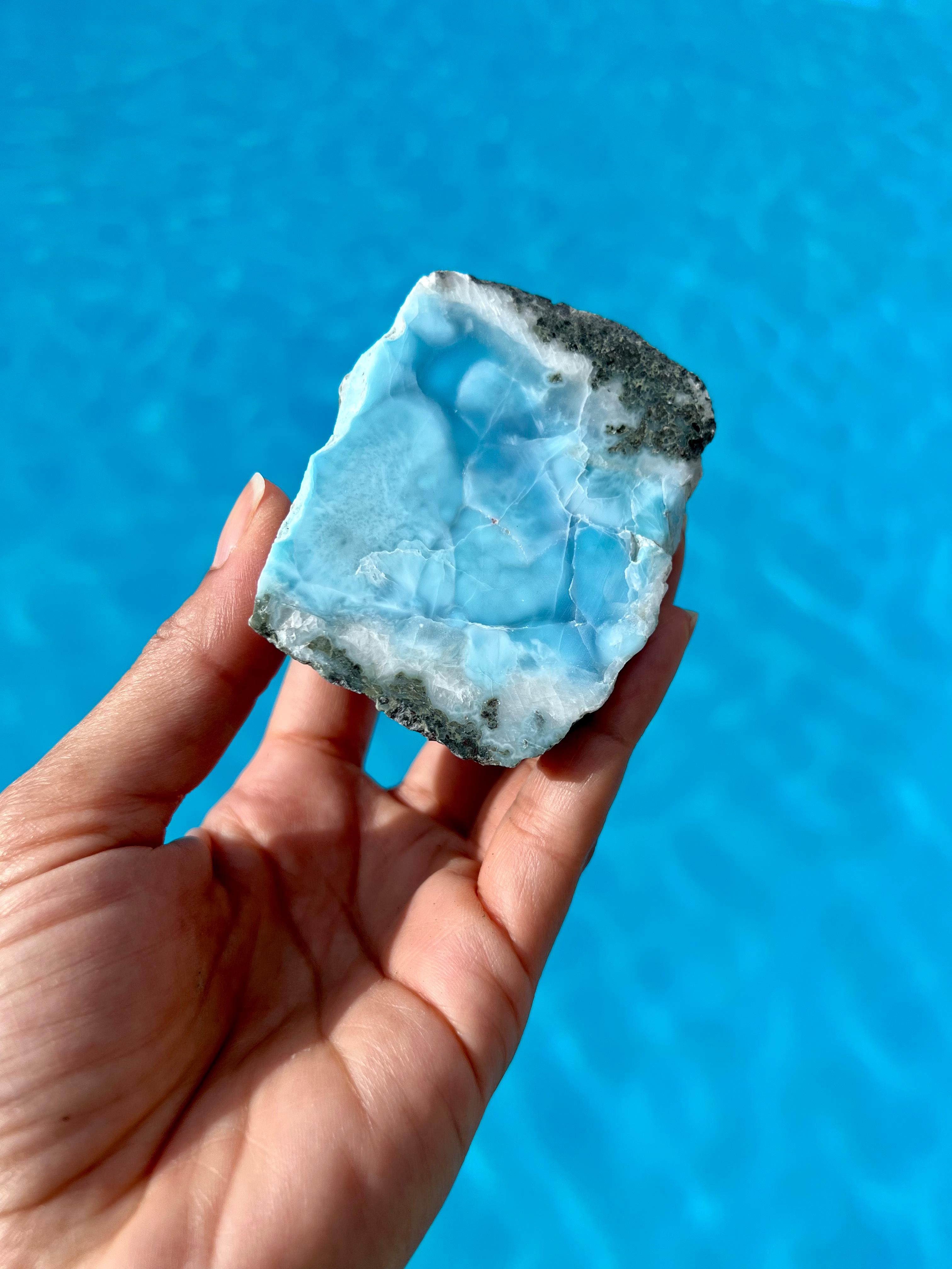Natural Larimar rock from the Dominican Republic.