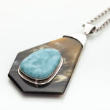 Larimar Cow Horn Pendant, Higuey