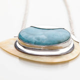Larimar Seashell Pendant Necklace, Secret of the Sea