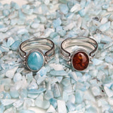 Larimar And Amber Reversible Ring